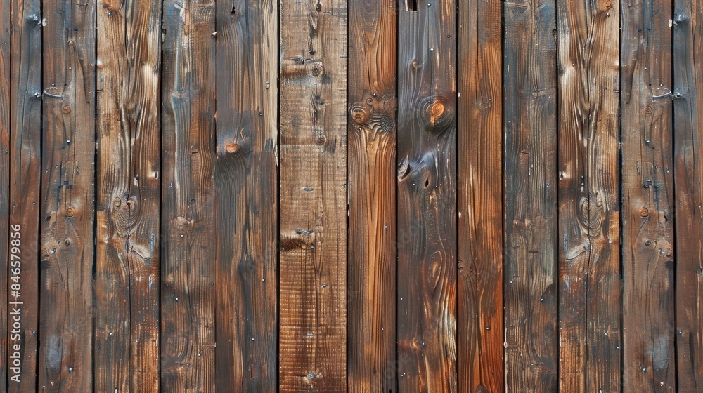 Naklejka premium Brown painted vertical wooden boards in antiquated style