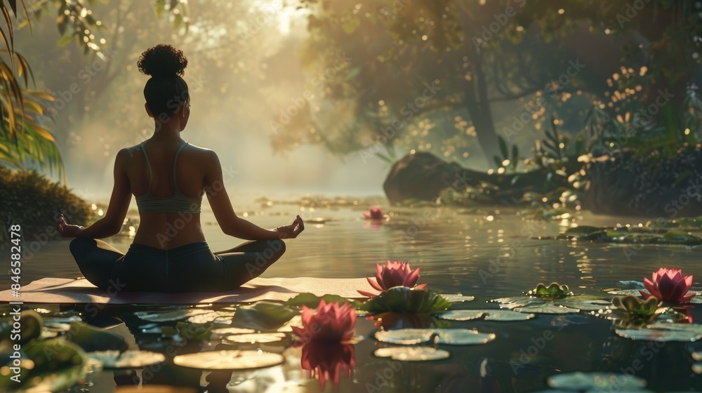 Woman practicing yoga in a serene setting AI generated Woman practicing yoga in a serene setting AI generated