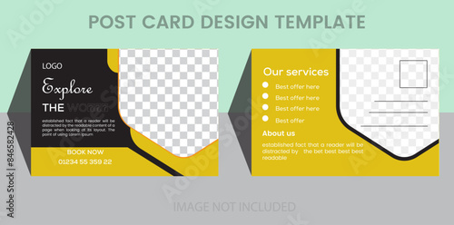 Corporate Creative Modern Travel Postcard Template Design.