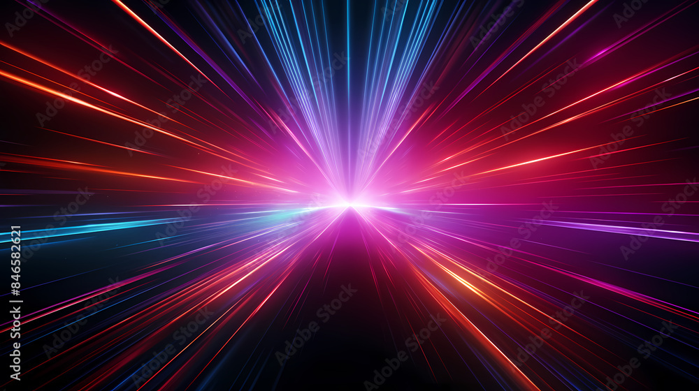Colored light radiates outward from the center Colored light radiates outward from the center