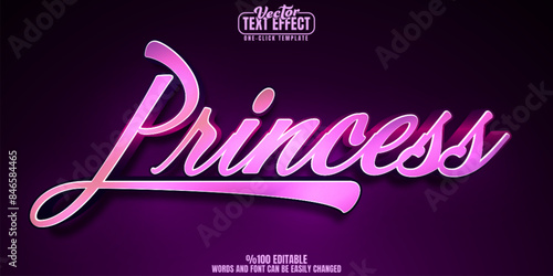 Princess editable text effect, customizable royal and queen 3d font style