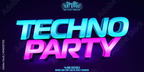 Party editable text effect, customizable music and disco 3D font style