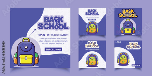 Set Of School admission post and banner template