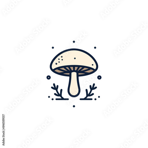 Mushroom Logo Vector , Mushroom silhouette, mushroom farm logo vintage vector illustration, Mushroom line art design