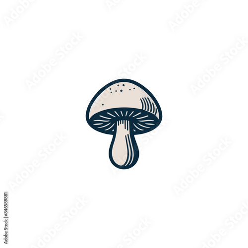 Mushroom Logo Vector , Mushroom silhouette, mushroom farm logo vintage vector illustration, Mushroom line art design