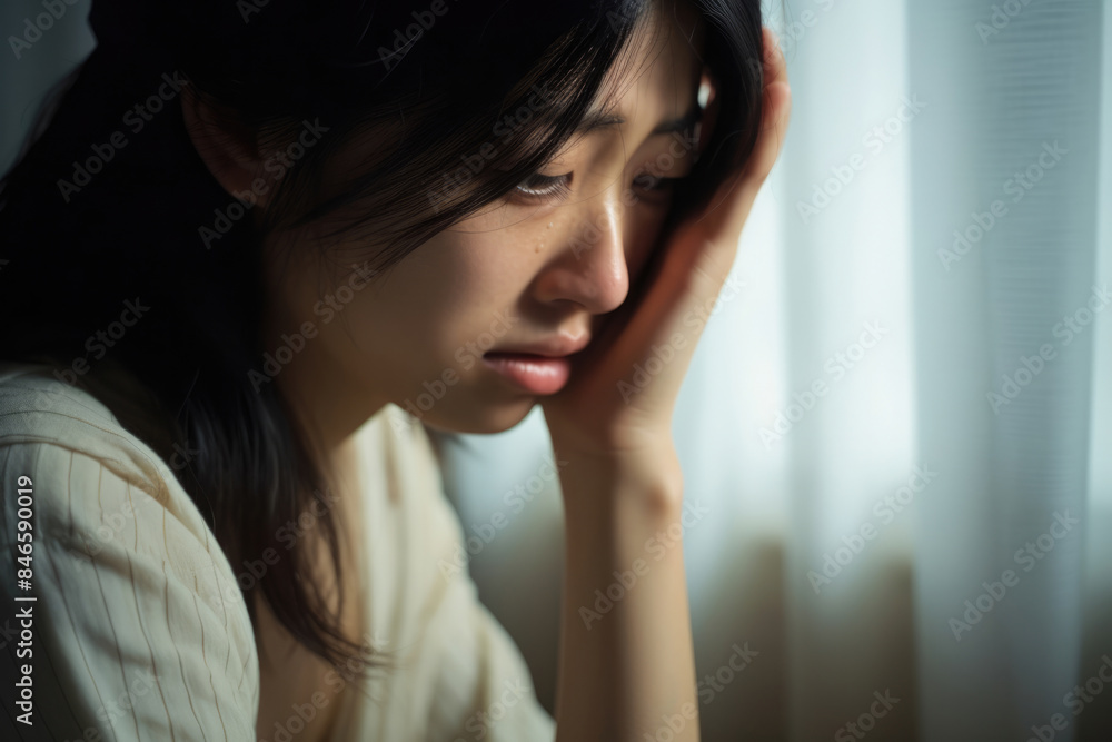 女, 女性, 病気, 頭痛, 悲しみ, 苦しみ, うつ病, 頭を抱える女性, woman, female, illness, headache, grief, suffering, depression, woman with head