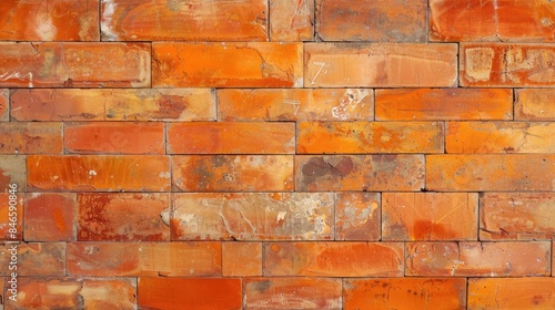 Texture of a wall made of orange bricks in grunge style