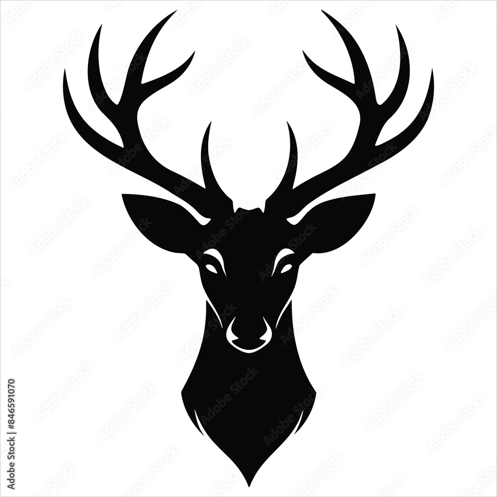 Naklejka premium Deer head silhouette on vector.