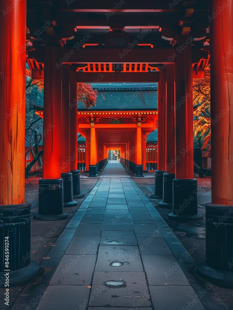 Fototapeta premium Discover Japan's Hidden Gems Through Vibrant Landscapes Generative AI