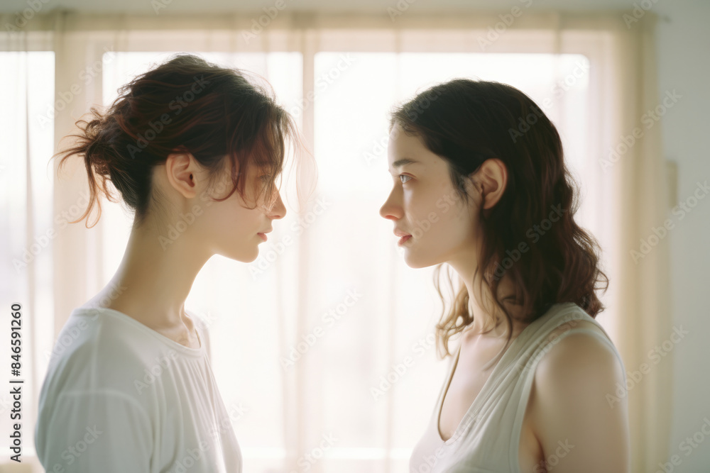 女, 女性, 2人, 見つめ合う女性, 友情, 対立, 愛, 不一致, Woman, female, two, staring women, friendship, conflict, love, disagreement 女, 女性, 2人, 見つめ合う女性, 友情, 対立, 愛, 不一致, Woman, female, two, staring women, friendship, conflict, love, disagreement