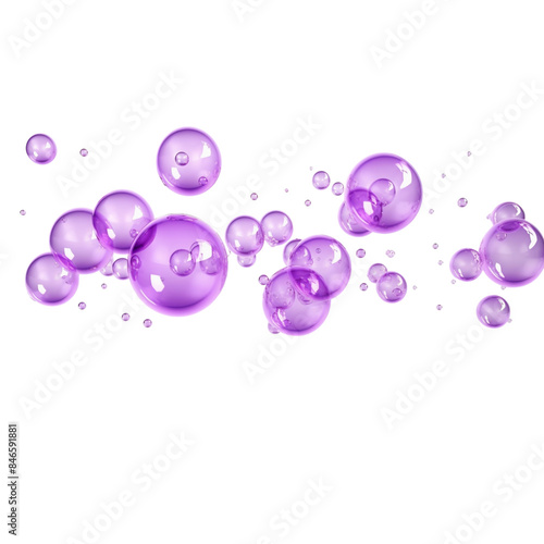 Purple bubbles isolated on Transparent, Generative AI 