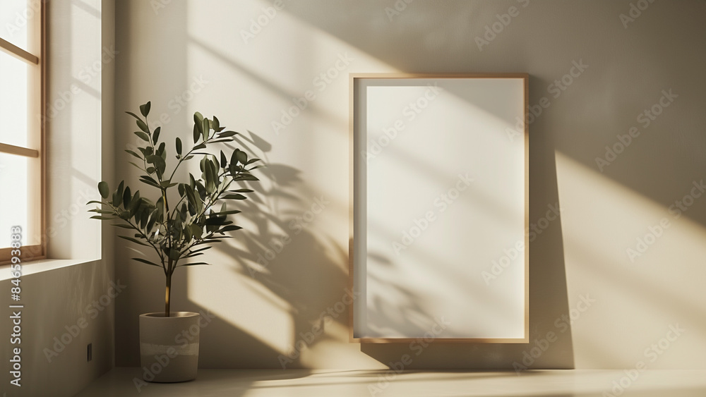 A Wooden Frame and White Canvas in Soft Shadows A Wooden Frame and White Canvas in Soft Shadows
