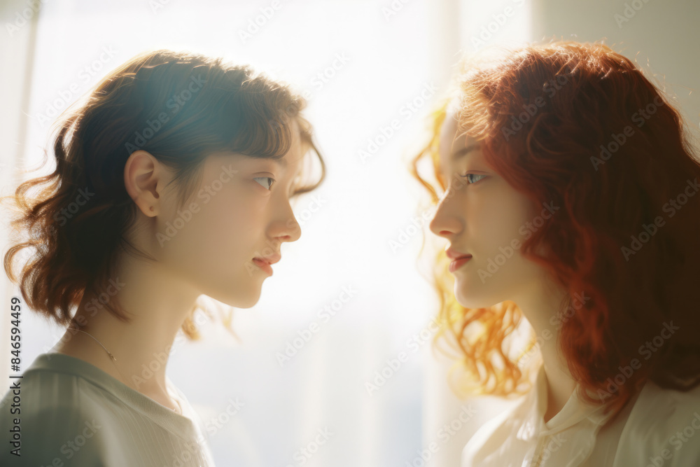 女, 女性, 2人, 見つめ合う女性, 友情, 対立, 愛, 不一致, Woman, female, two, staring women, friendship, conflict, love, disagreement 女, 女性, 2人, 見つめ合う女性, 友情, 対立, 愛, 不一致, Woman, female, two, staring women, friendship, conflict, love, disagreement