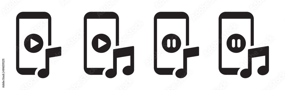 Music phone playing icon, vector illustration Music phone playing icon, vector illustration