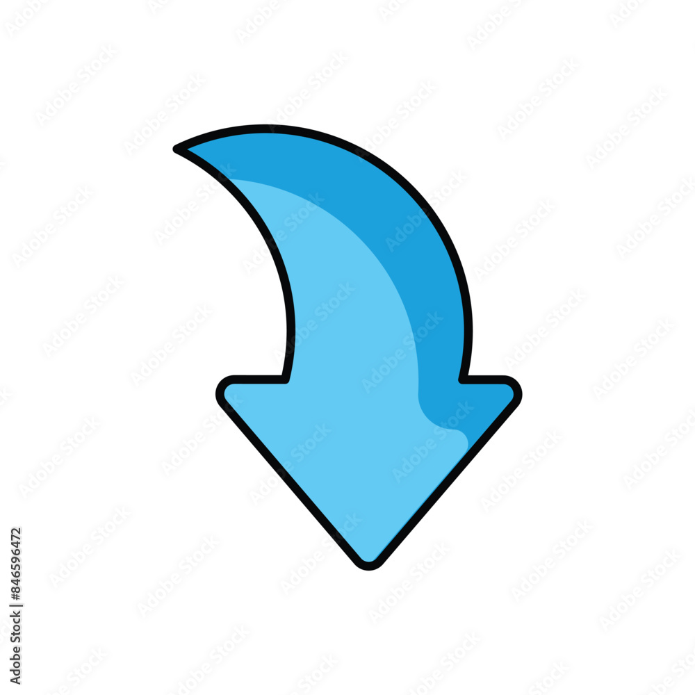 Arrow Down icon design with white background stock illustration