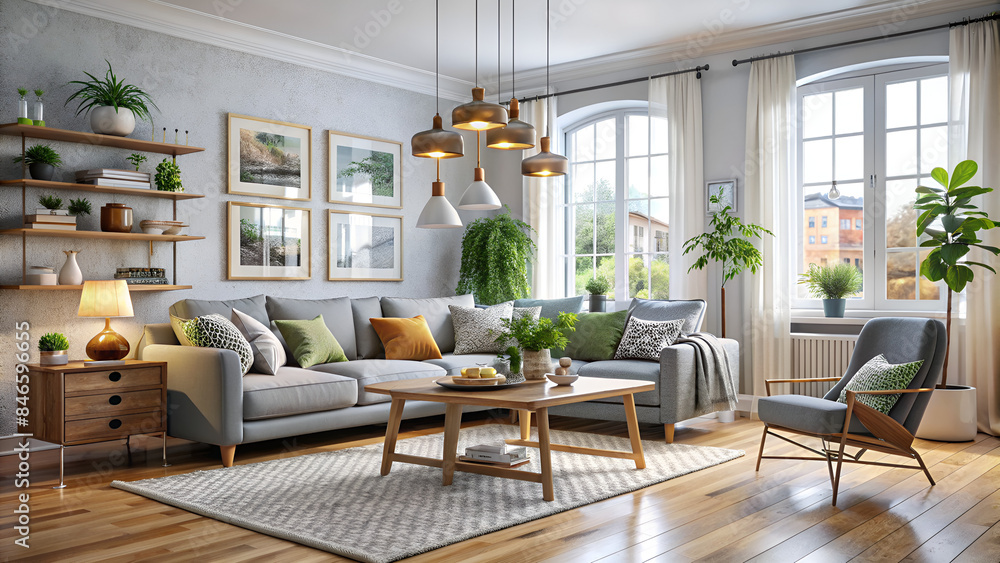 Fototapeta premium The living room has furniture for a cozy and functional space