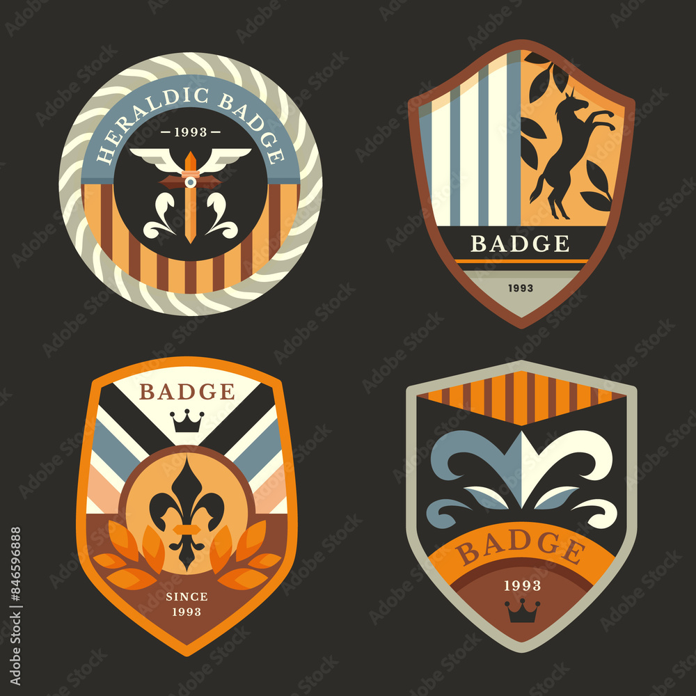 Naklejka premium Flat heraldic badge set collection
