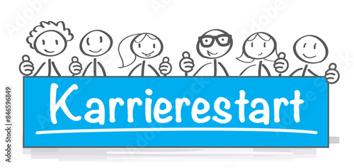 Karrierestart - Teammitglieder halten Banner mit deutschem Text