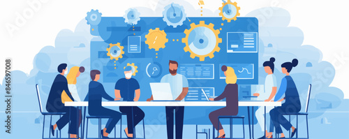 Kan ban board, teamwork communication process, agile project management concept. flat vector modern illustration