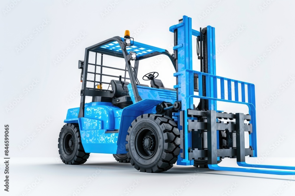 Fototapeta premium Forklift with a white background and blue color