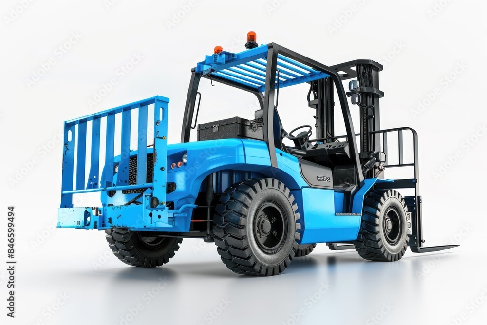 Fototapeta premium Forklift with a white background and blue color