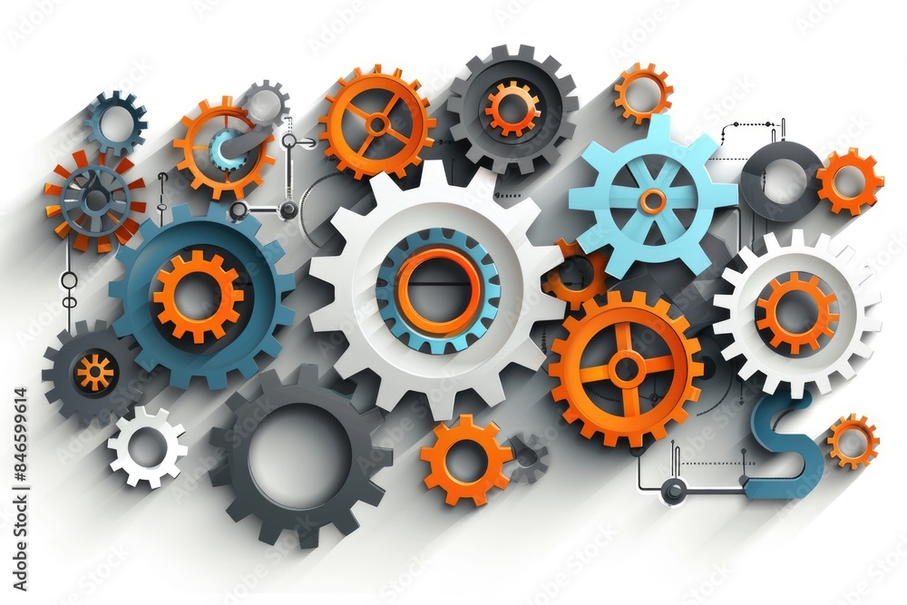 A pile of gears on a white background A pile of gears on a white background