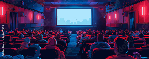 A retro cinema with people on blankets. Vector flat minimalistic isolated illustration.