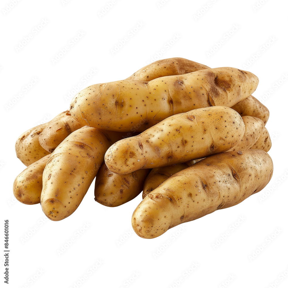 Pile of fresh fingerling potatoes, isolated on white background. Perfect for agricultural, culinary, and healthy eating concepts. Pile of fresh fingerling potatoes, isolated on white background. Perfect for agricultural, culinary, and healthy eating concepts.
