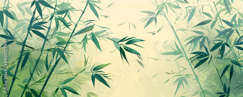 Bamboo forest with slender stalks swaying in the gentle breeze. Vector flat minimalistic isolated illustration.