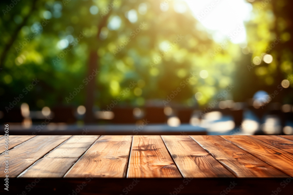 Blurred kitchen background with wooden table top, suitable for product display or design layout. Blurred kitchen background with wooden table top, suitable for product display or design layout.