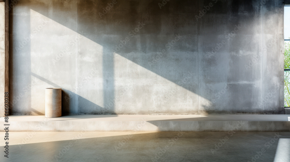 Empty room in grunge style used concrete walls and floor with interesting reflection from window. Interior environment background for presentation. Generative AI Empty room in grunge style used concrete walls and floor with interesting reflection from window. Interior environment background for presentation. Generative AI