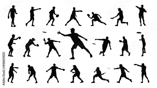 Set of Disc Golf Player silhouette vector