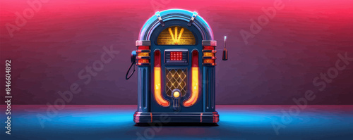 Retro jukebox with colorful lights Vector flat minimalistic isolated illustration