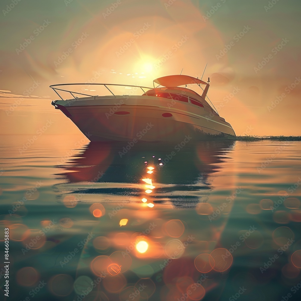 Fototapeta premium White Boat Sailing on Water