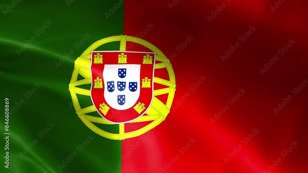 Portugal flag in the wind. Detailed fabric texture. Portugal flag in the wind. Detailed fabric texture.