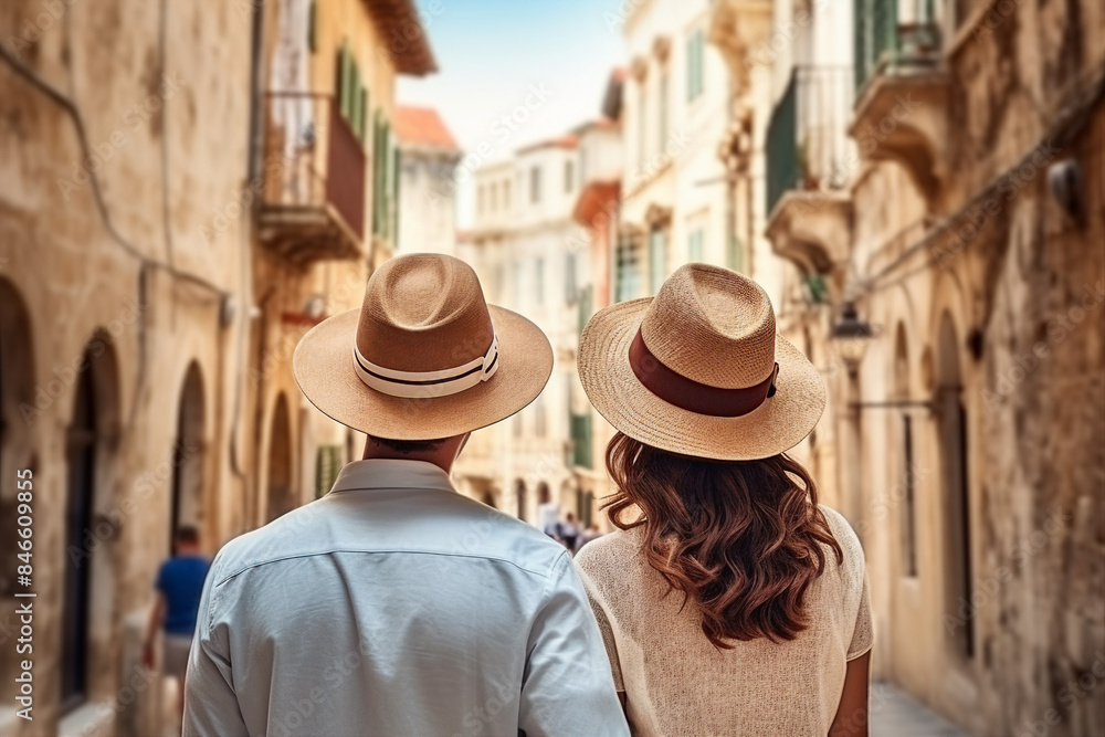 Designed with generative ai technology photo of europe travel happy vacation people Designed with generative ai technology photo of europe travel happy vacation people