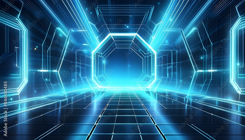 Obraz premium a futuristic, digital background with hexagonal grid patterns