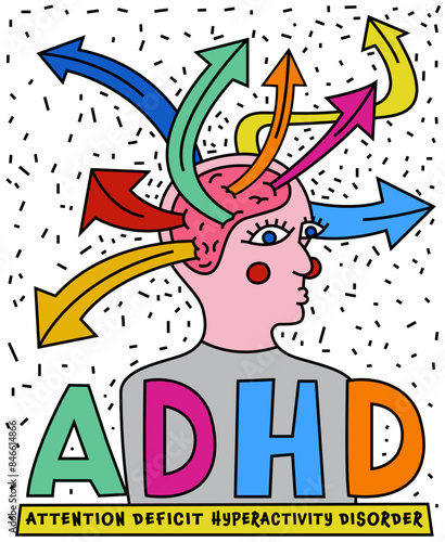 ADHD concept. Attention Deficit Hyperactivity Disorder web banner.