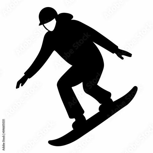 vector silhouette of a man snowboarding on a snowboard white background