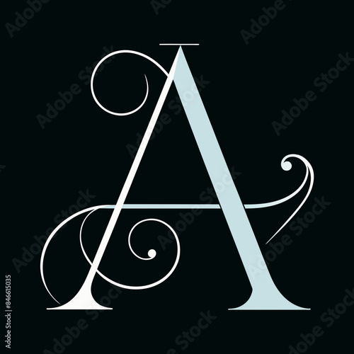 A, line art, elegant, vector illustration 