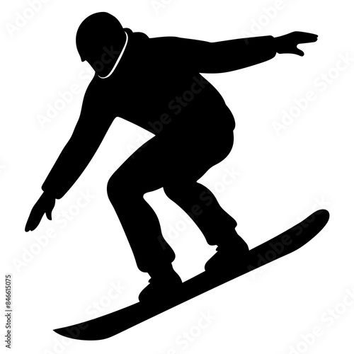 vector silhouette of a man snowboarding on a snowboard white background