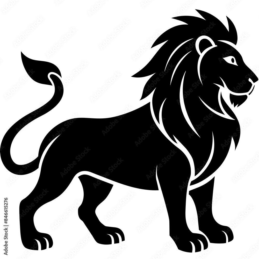 Obraz premium Lion vector silhouette on white background