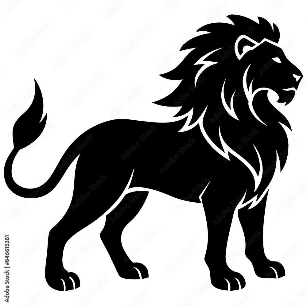 Lion vector silhouette on white background 