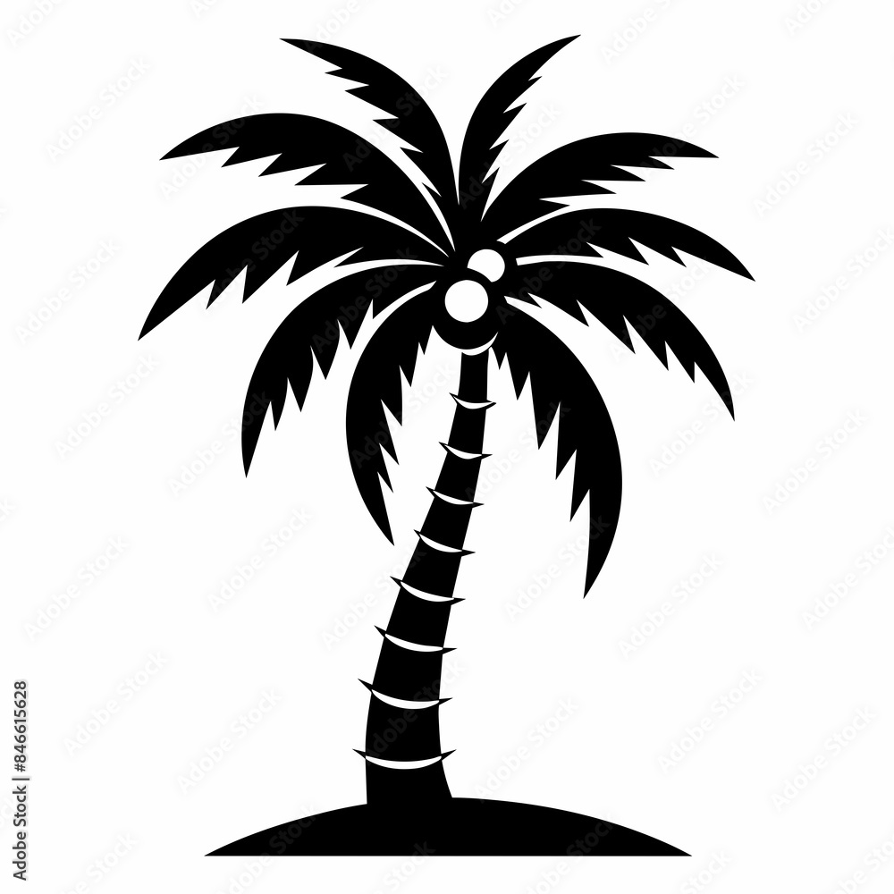 Obraz premium minimalistic coconut tree vector silhouette 