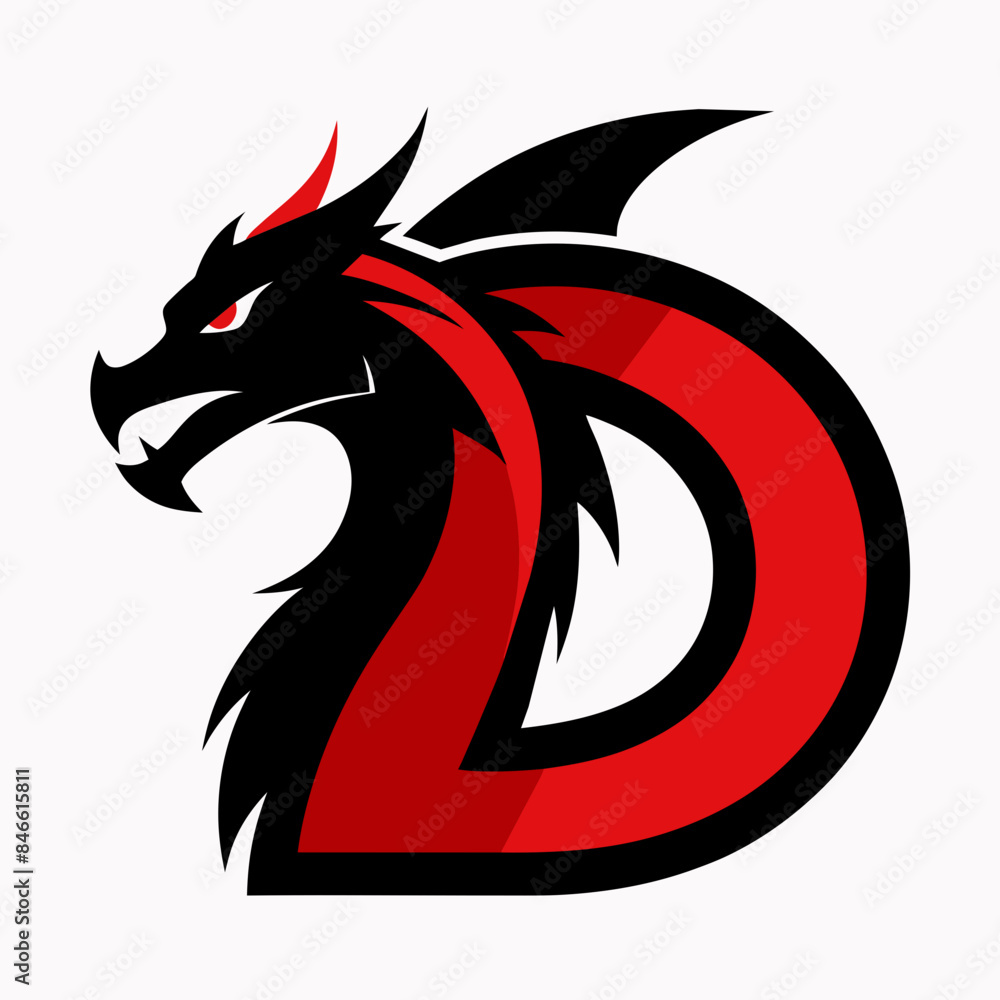 'D' letter with a stylized dragon vector illustration 'D' letter with a stylized dragon vector illustration