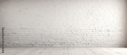 Fototapeta Naklejka Na Ścianę i Meble -  Room with high-resolution white brick walls providing a blank canvas for potential visuals, with ample copy space image.