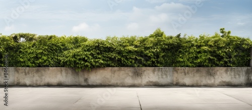 A long concrete wall with a...