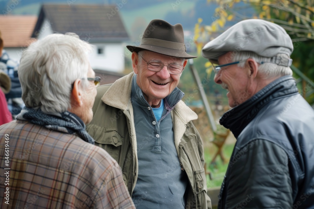 Group of senior friends spending time together in the countryside. Old people having fun outdoors. Group of senior friends spending time together in the countryside. Old people having fun outdoors.