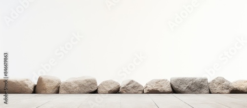 Empty stone floor on white ...