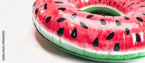 Close-up Studio Shot of Colorful Watermelon Pool Float on White Background